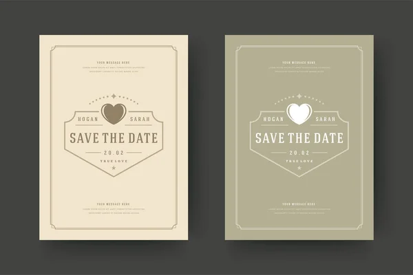 Boda guardar la fecha invitación tarjeta vector ilustración — Vector de stock