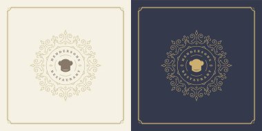 Restoran logosu tasarımı vektör illüstrasyon şefi şapka silueti