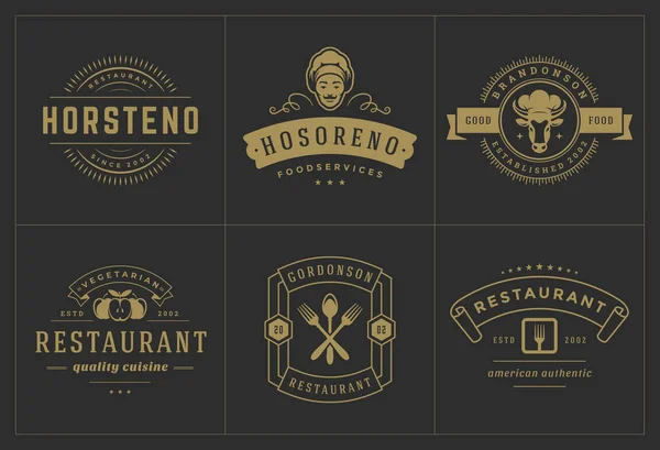Restaurant-Logos Vorlagen setzen Vektorillustration gut für Menü-Etiketten und Café-Abzeichen — Stockvektor