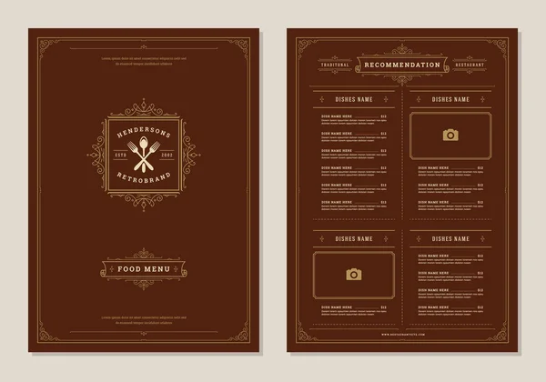 Diseño de menú de restaurante y etiqueta vector folleto plantilla . — Vector de stock