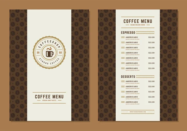 Coffee menu design brochure template vector Illustration — Stock Vector
