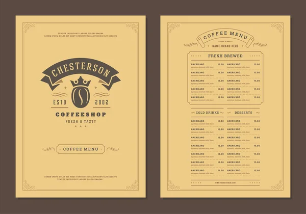 Kaffe meny design broschyr mall vektor Illustration — Stock vektor