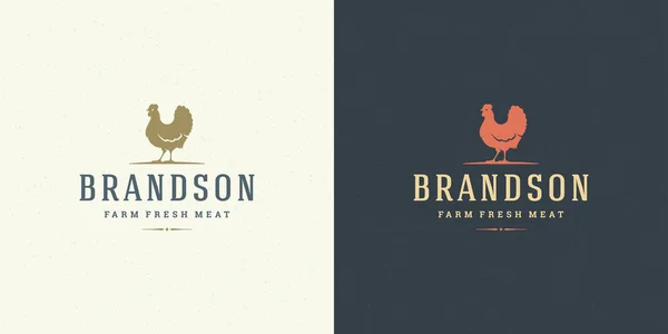 Illustration vectorielle de logo de ferme silhouette de poulet bon pour la boucherie ou l'insigne de restaurant — Image vectorielle