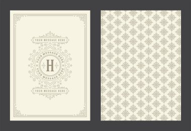 Vintage süsleme tebrik kartı kaligrafik dekoratif girdaplar ve vignette çerçeve tasarım vektörü şablonu