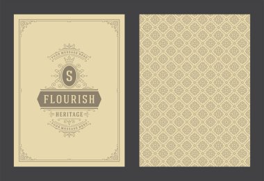 Vintage süsleme tebrik kartı kaligrafik dekoratif girdaplar ve vignette çerçeve tasarım vektörü şablonu