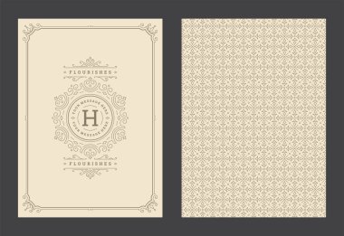 Vintage süsleme tebrik kartı kaligrafik dekoratif girdaplar ve vignette çerçeve tasarım vektörü şablonu