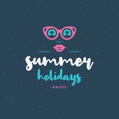 Yaz tatili etiketi veya rozet tipografi sloganı