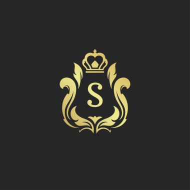 Lüks vintage süs logosu monogram arması şablon tasarım vektör çizimi