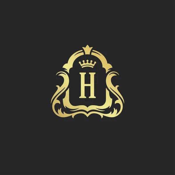 Роскошный винтажный орнамент логотип монограммы герб дизайн векторной иллюстрации — стоковый вектор