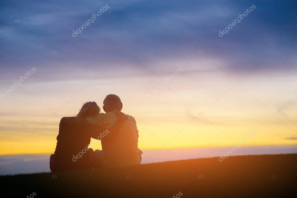 Couple On Evening Sky Background Stock Photo C Denisfilm