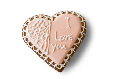 Yazıt ile bisküvi şeklinde kalp.