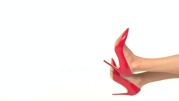 Isolated legs in high heels. — Stock Video