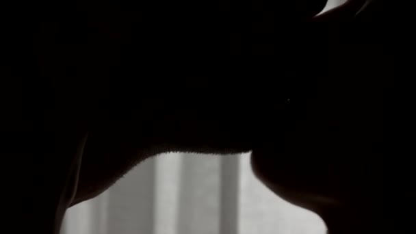 Губы целующейся пары . — стоковое видео