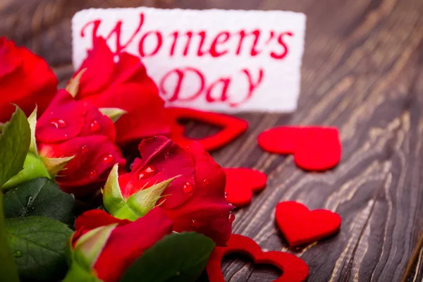 Womens Day card and flowers. — Stock Photo, Image