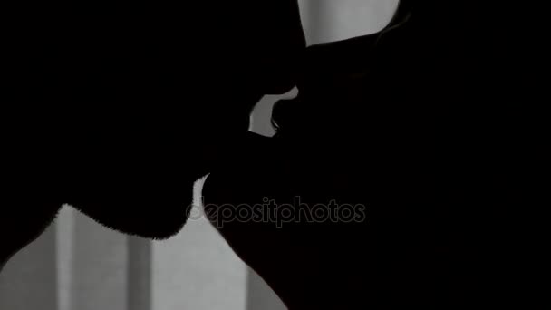 Paar küsst sich in Zeitlupe. — Stockvideo