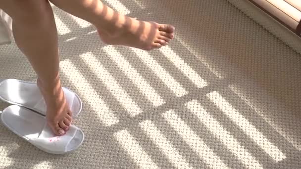 Female legs and home slippers. — Stock Footage Female legs and home slippers. Stock Video