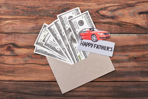 Fathers Day card and dollars.