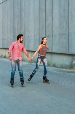 Kadın ve adam paten.