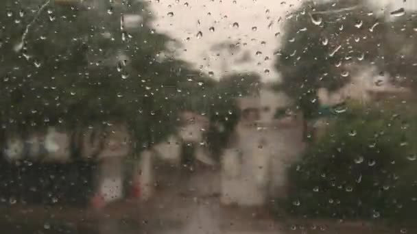 Train window and water droplets. — Stock Video