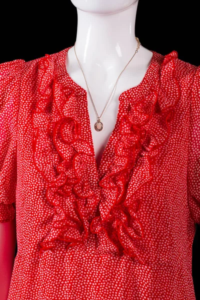 赤の v ネックのドレスとペンダント. — ストック写真
