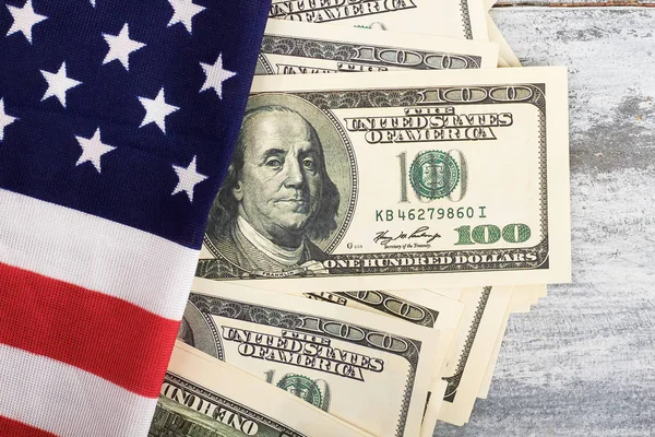 Money and flag of America. — Stock Photo, Image