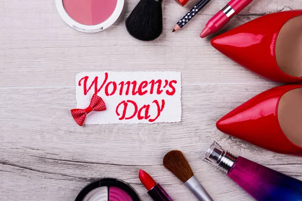 Womens Day card en cosmetica. — Stockfoto