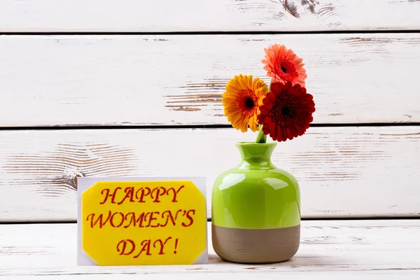 Womens Day card en gerbera 's. — Stockfoto
