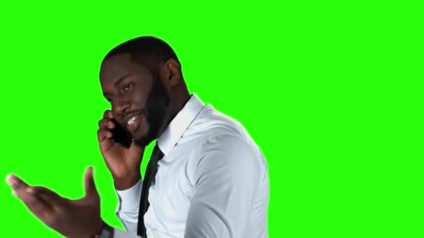 Phone talking on chromakey background. — Stock Video