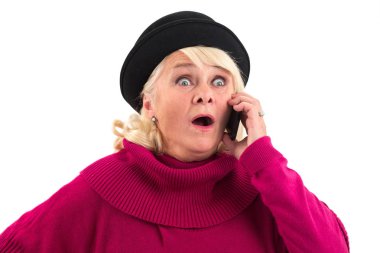 Cep telefonu ile sürpriz Bayan.