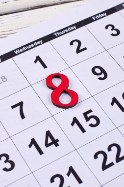 Rakamı 8 ve takvim.