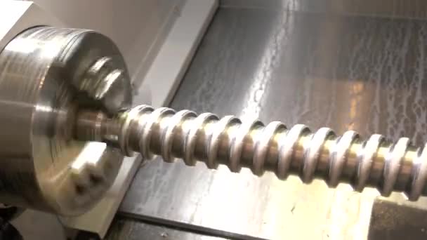 Metal lathe in action, closeup. — Stock Video