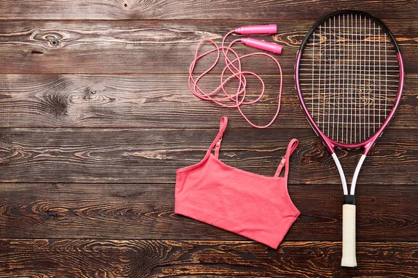 Badmintonracket och linne. — Stockfoto