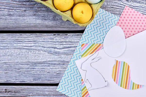 Easter eggs and patterned paper.