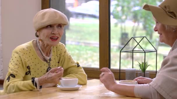 Femmes âgées et table de café . — Video