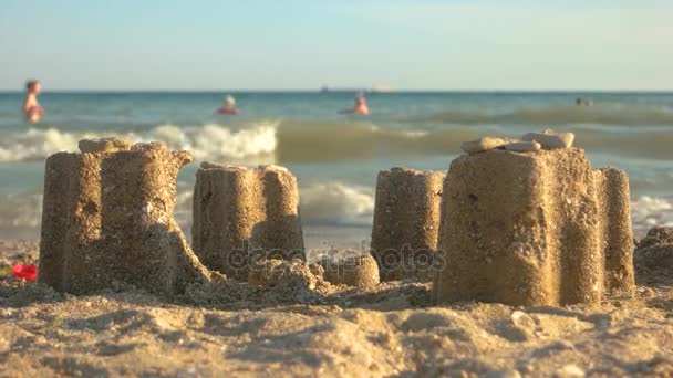 Side view of sand towers. — Stock Video