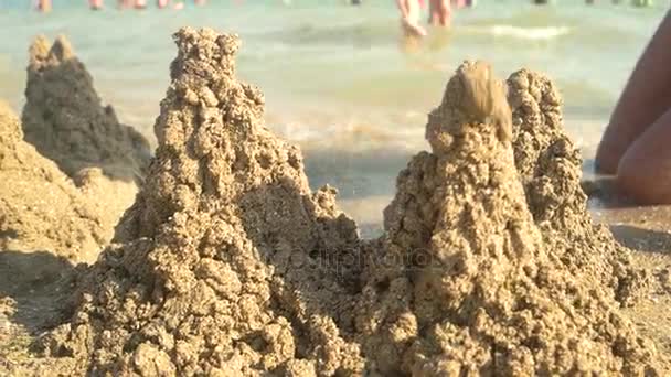 Zand infuus torens close-up. — Stockvideo