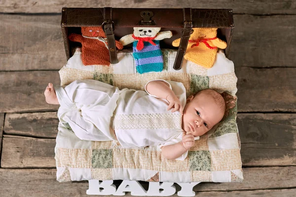 婴儿和针织的玩具动物. — 图库照片