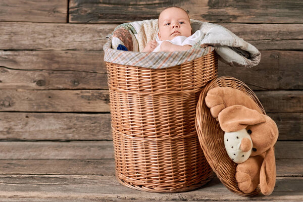 Basket with a baby.