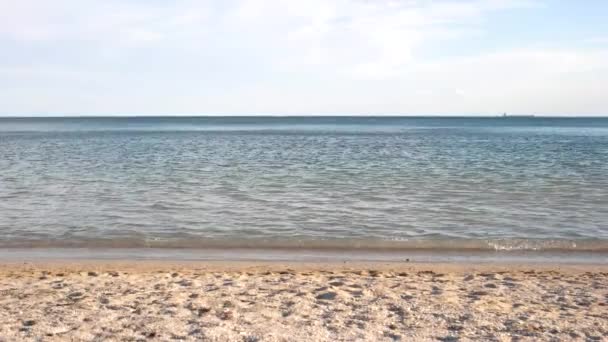 Clean Mediterranean beach in summer. — Stock Video