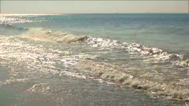 Ακτή. Κύματα μπούκλα ακτή. — Αρχείο Βίντεο