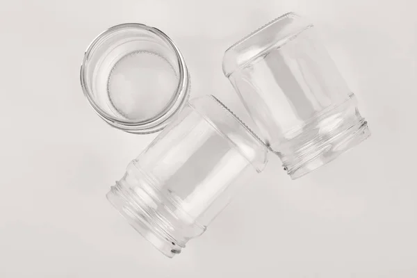 Closeup glassware containers, white background. — Stock Photo, Image