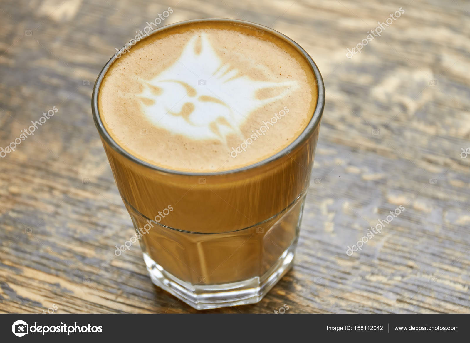 Cat Face Latte Art Glass With Coffee Beverage Photo By Denisfilm Cat Face Latte Art Glass With Coffee Beverage Photo By Denisfilm