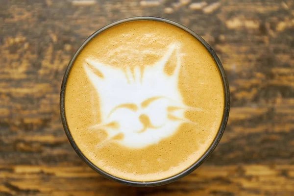 Latte art chat . — Photo