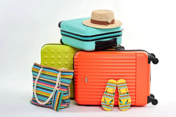 Capovolgimenti femminili e borsetta, valigie . — Foto Stock