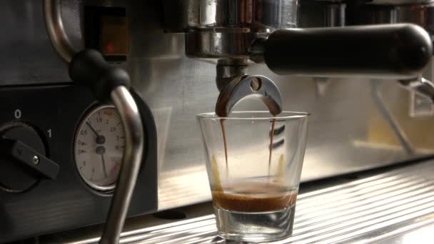 Espresso kahve makinesi dökülen. — Stok video