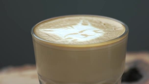 Arte latte gato de cerca . — Vídeo de stock