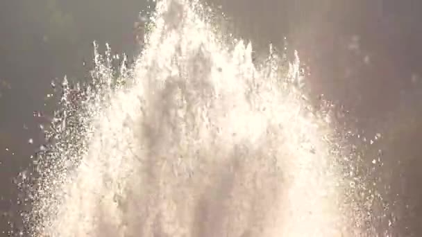 Fountain spraying water, sunlight. — Stock Video