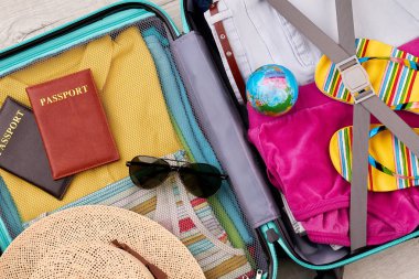 Bavul farklı Gezgin öğelerle.