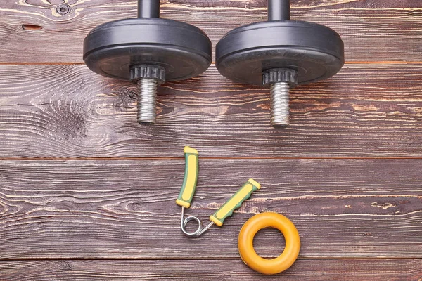 Cropped image of dumbbells.