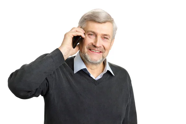 Retrato de hombre maduro hablando por teléfono . — Foto de Stock